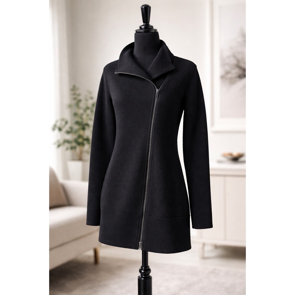 VINCE 100% Wool Longline Zip Cardigan Sweater Women's Small – Black